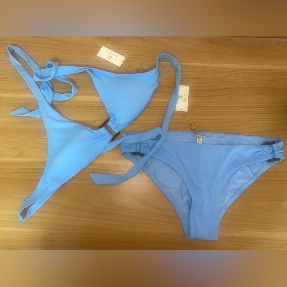 Helen Jon Light Blue Tie Triangle Bikini Set